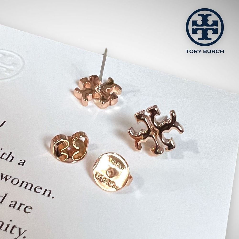 New Tory Burch 18k Kira Rose Gold Studs $78 - Picture 9 of 12
